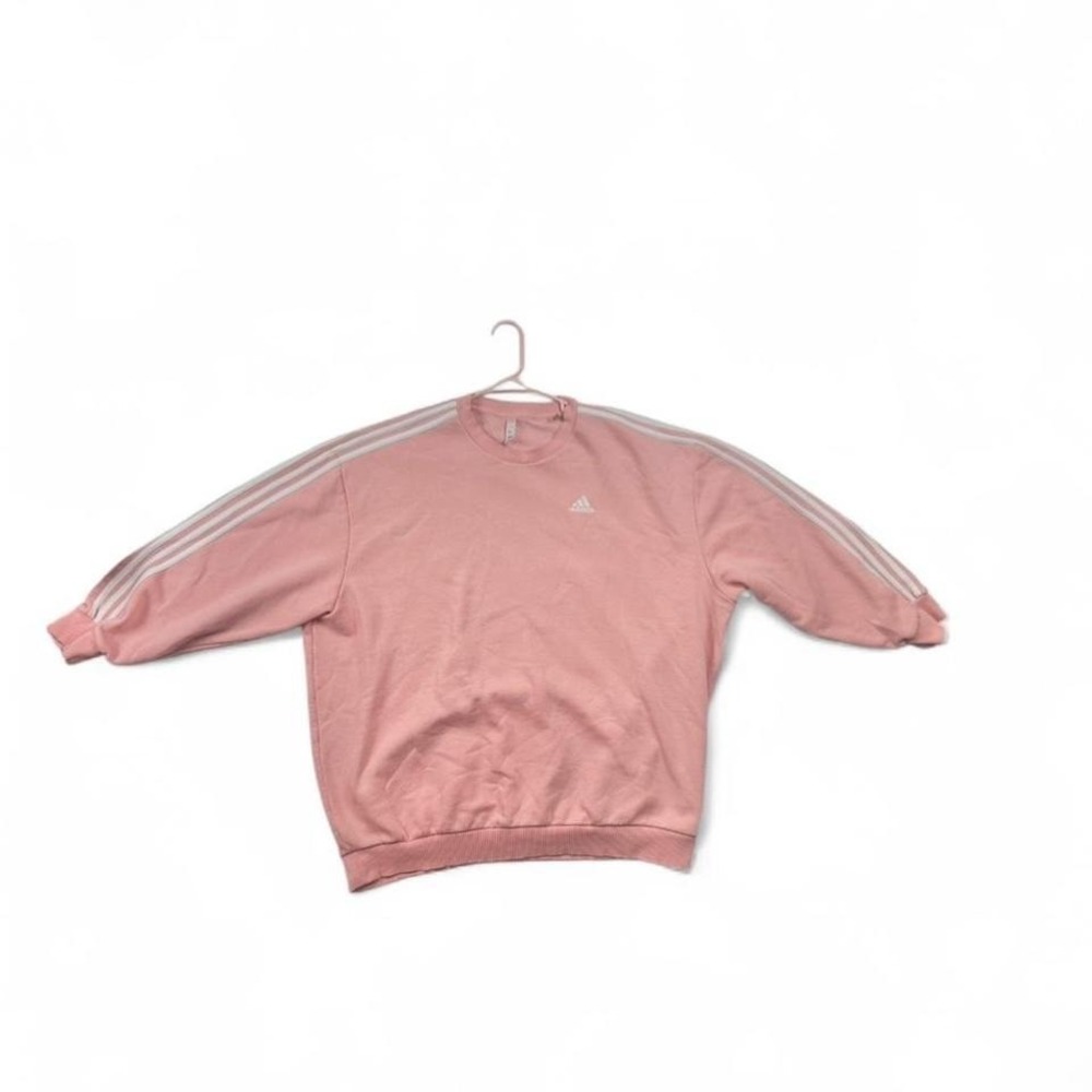 Adidas Pink Three Stripe Crew Neck Pullover Sweatshirt Womens Large